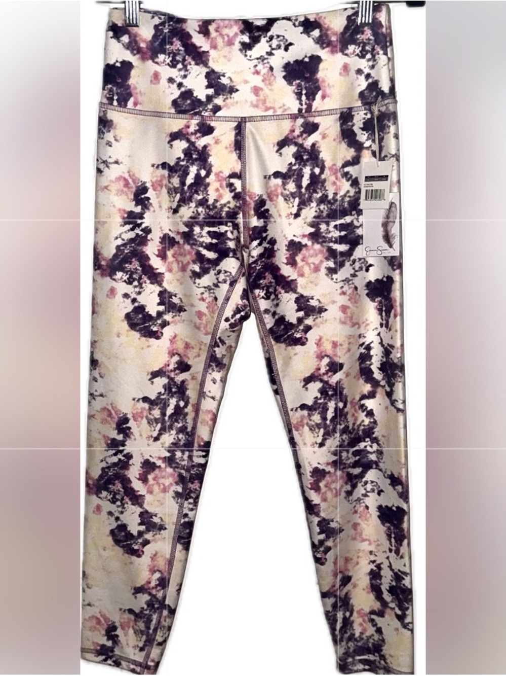 NWT Jessica Simpson Purple & Pink Cloudy Tie Dye Leggings - Large - High Waisted